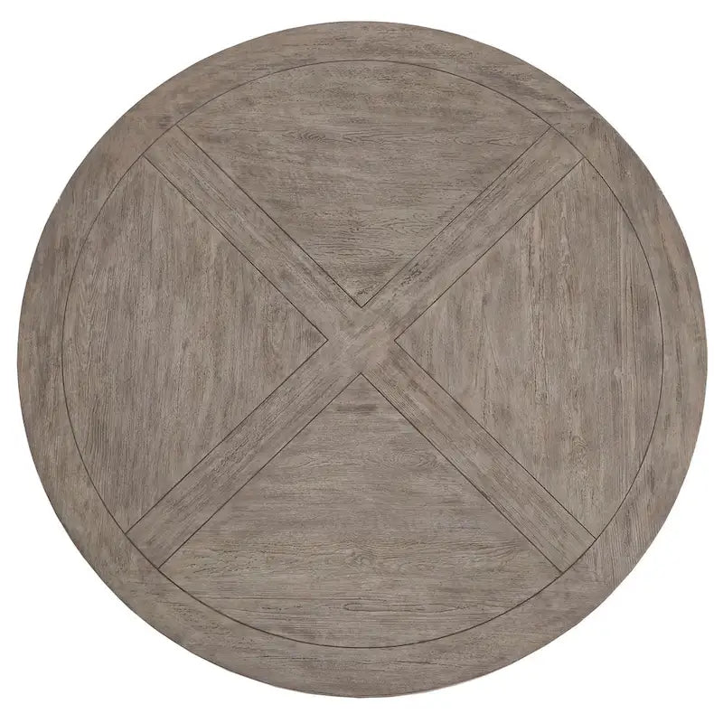 Table à manger ronde en chêne gris antique