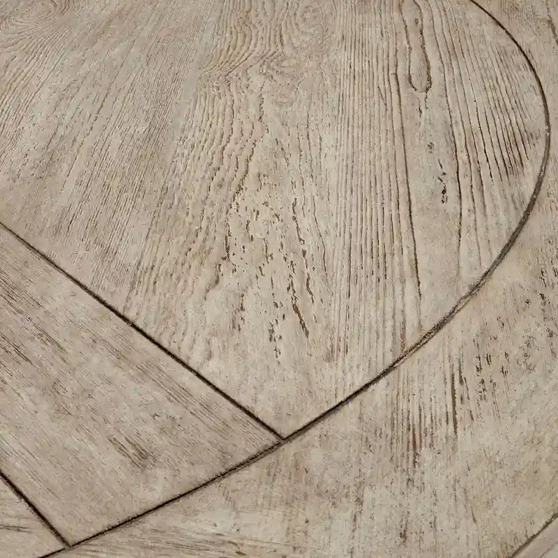 Table à manger ronde en chêne gris antique