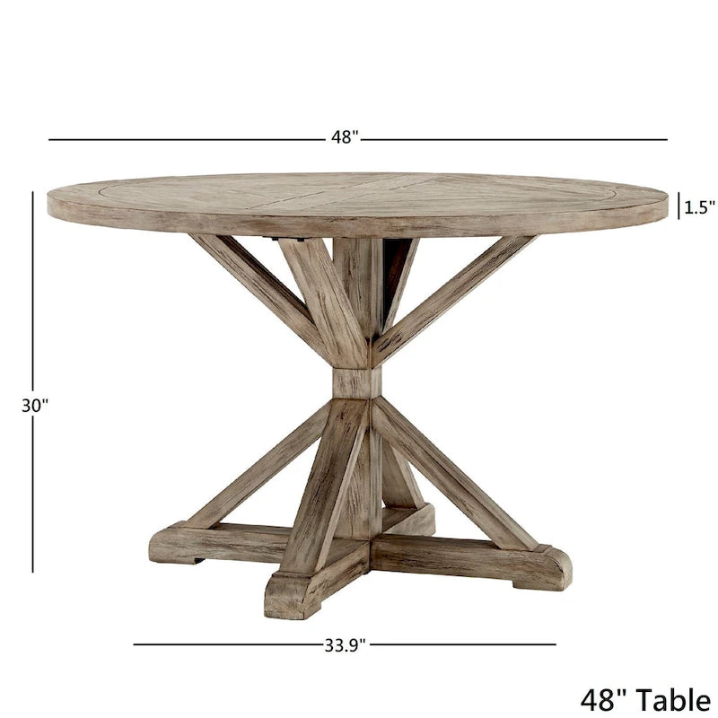 Table à manger ronde en chêne gris antique