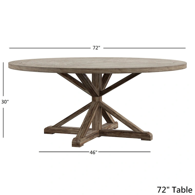 Table à manger ronde en chêne gris antique
