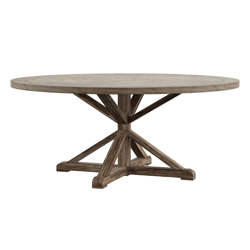 Table à manger ronde en chêne gris antique
