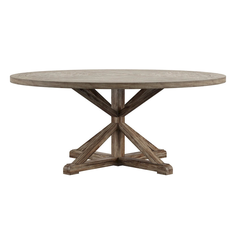 Table à manger ronde en chêne gris antique