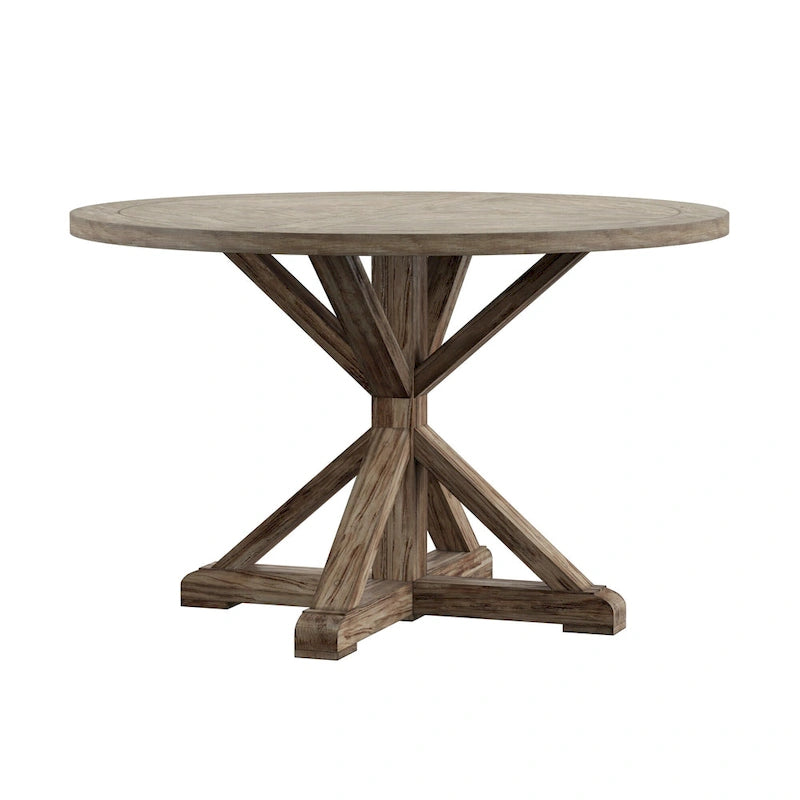 Table à manger ronde en chêne gris antique