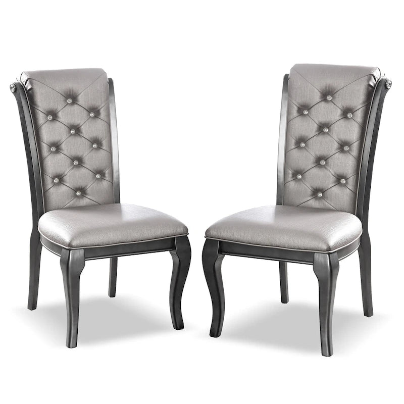 Chaises de salle à manger élégantes en similicuir gris (lot de 2)
