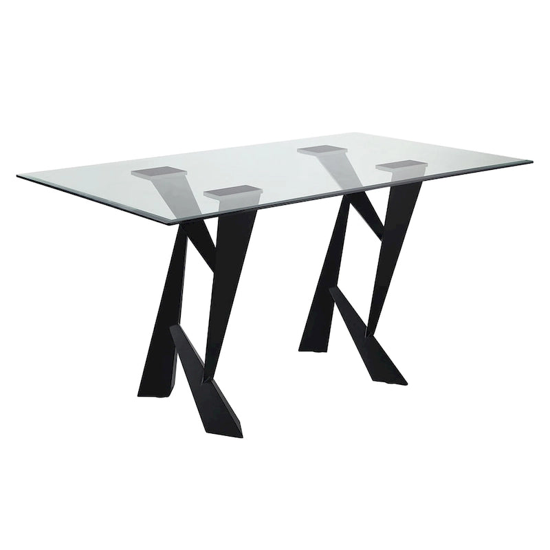 Table à manger moderne en verre noir