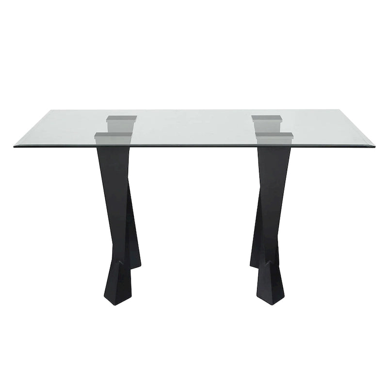 Table à manger moderne en verre noir