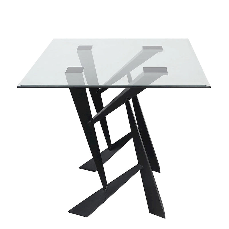Table à manger moderne en verre noir