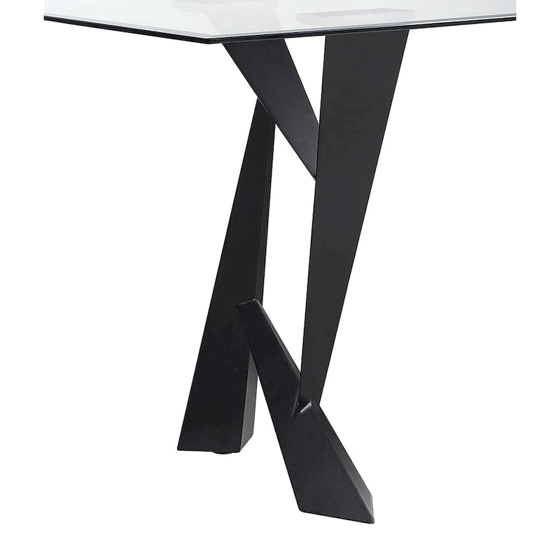 Table à manger moderne en verre noir