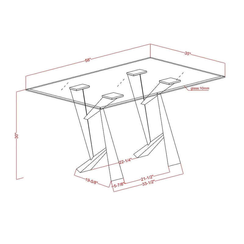 Table à manger moderne en verre noir