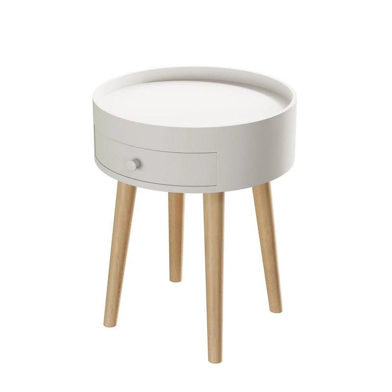 Table d'appoint ronde avec tiroir de rangement