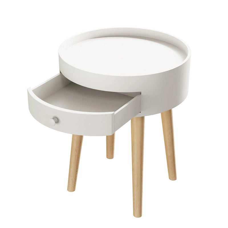 Table d'appoint ronde avec tiroir de rangement