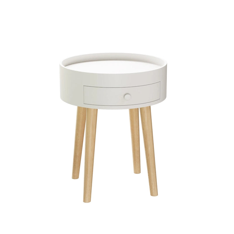 Table d'appoint ronde avec tiroir de rangement