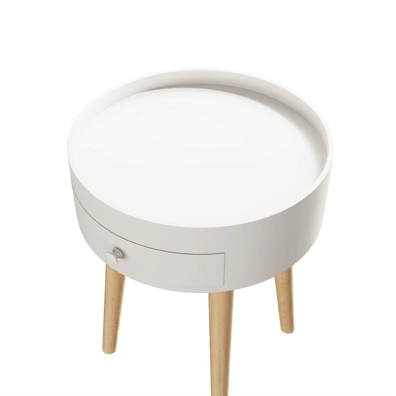 Table d'appoint ronde avec tiroir de rangement