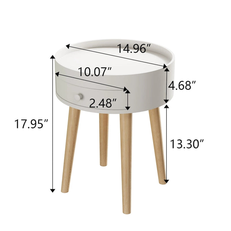 Table d'appoint ronde avec tiroir de rangement