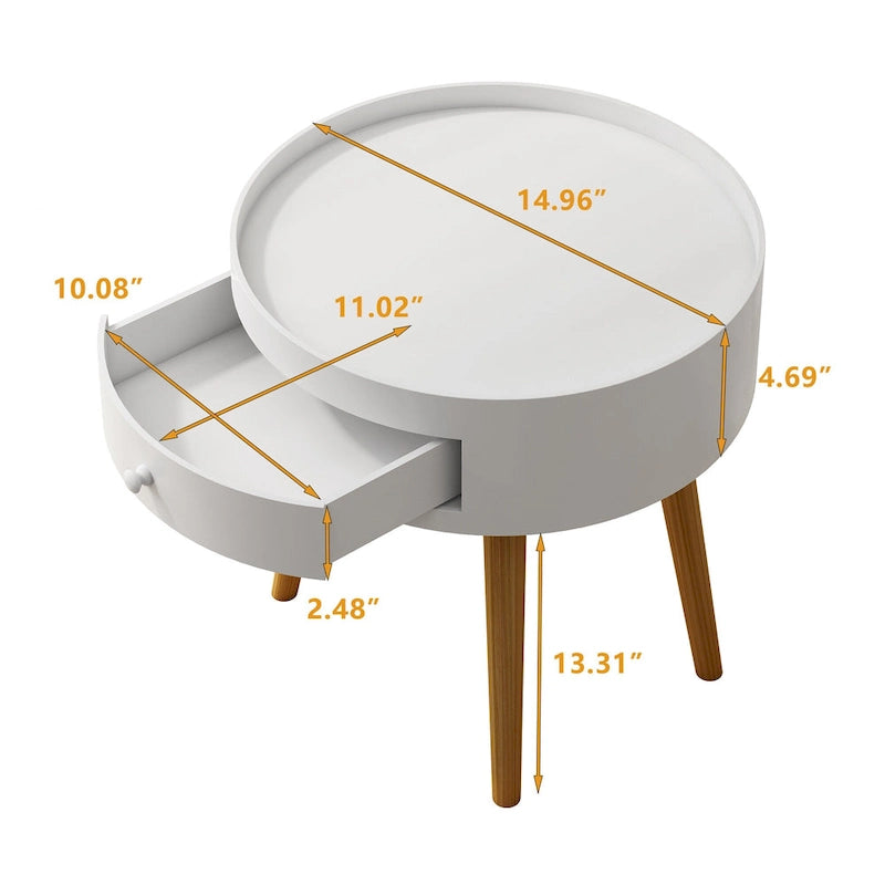 Table d'appoint ronde avec tiroir de rangement