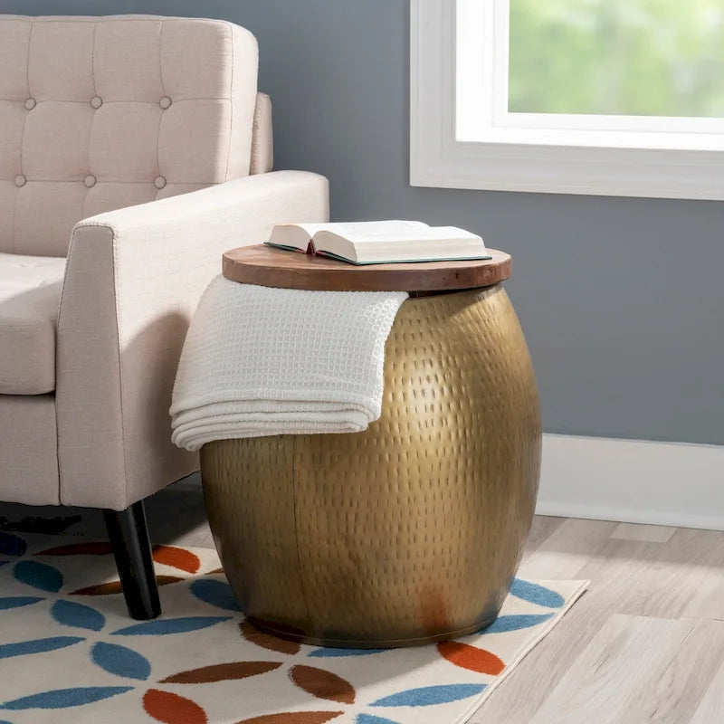 Table d'appoint avec rangement (dorée)