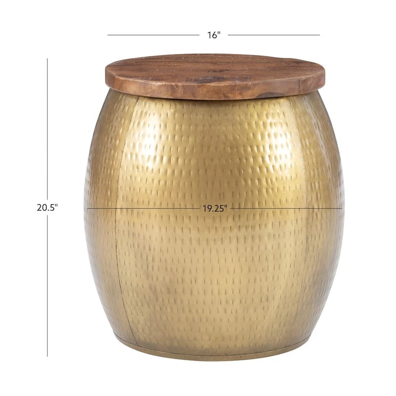 Table d'appoint avec rangement (dorée)