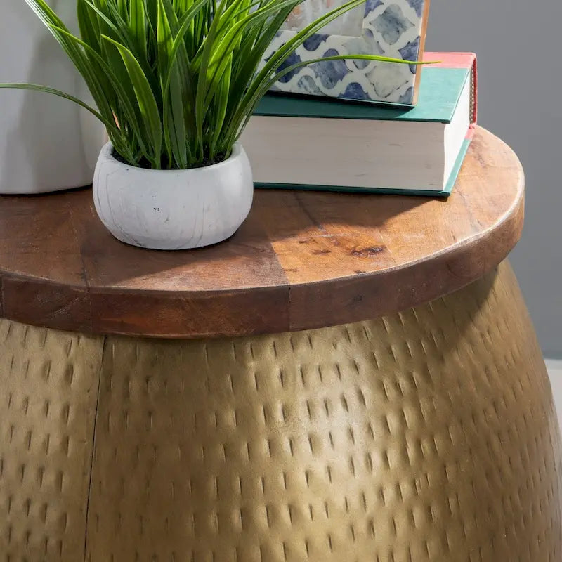 Table d'appoint avec rangement (dorée)
