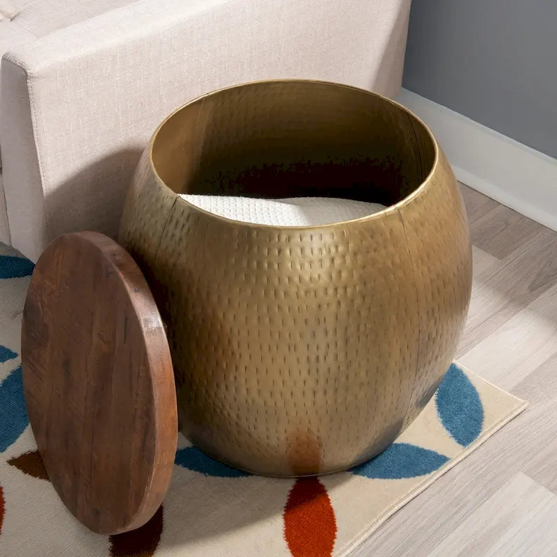 Table d'appoint avec rangement (dorée)