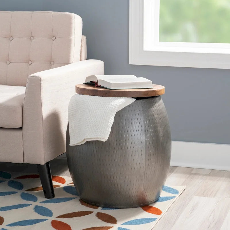 Table d'appoint avec rangement (dorée)