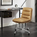 Chaise de bureau Mid-Century Modern en cuir véritable