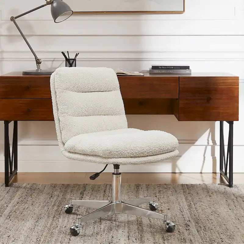 Chaise de bureau Mid-Century Modern en cuir véritable