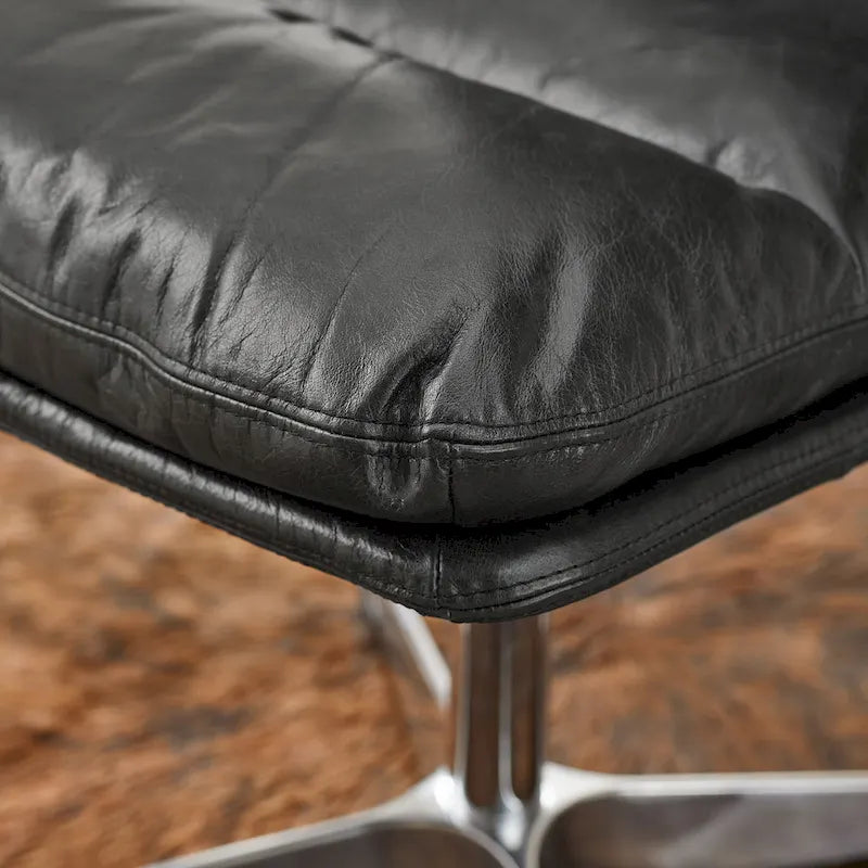 Chaise de bureau Mid-Century Modern en cuir véritable