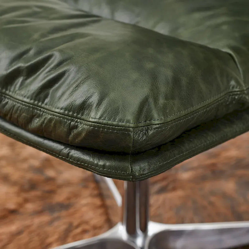 Chaise de bureau Mid-Century Modern en cuir véritable
