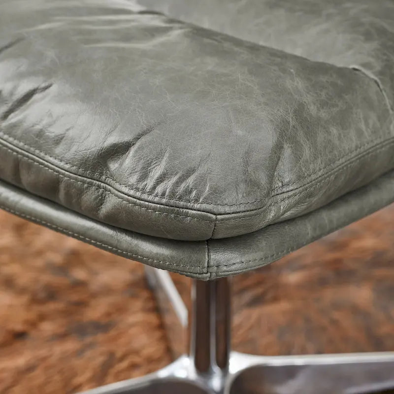 Chaise de bureau Mid-Century Modern en cuir véritable