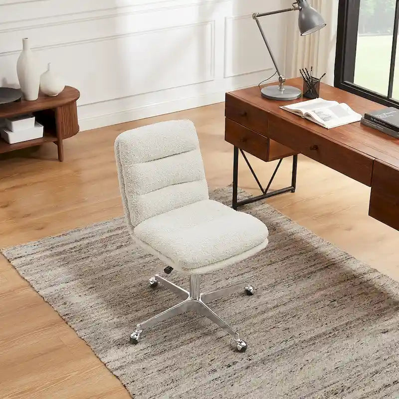 Chaise de bureau Mid-Century Modern en cuir véritable