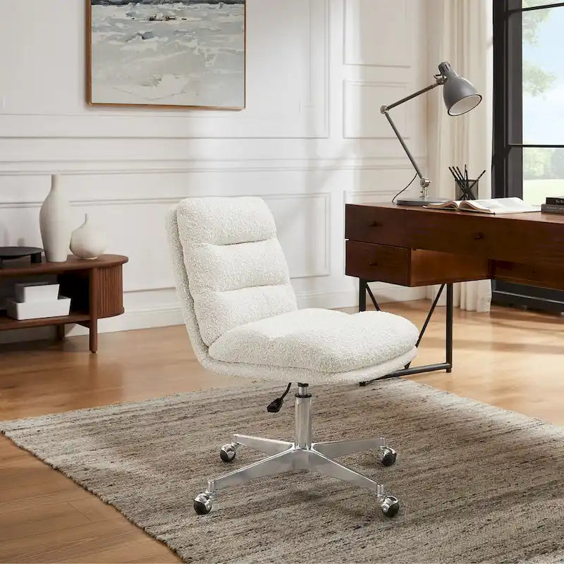 Chaise de bureau Mid-Century Modern en cuir véritable