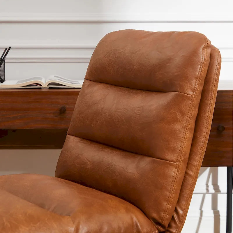 Chaise de bureau Mid-Century Modern en cuir véritable
