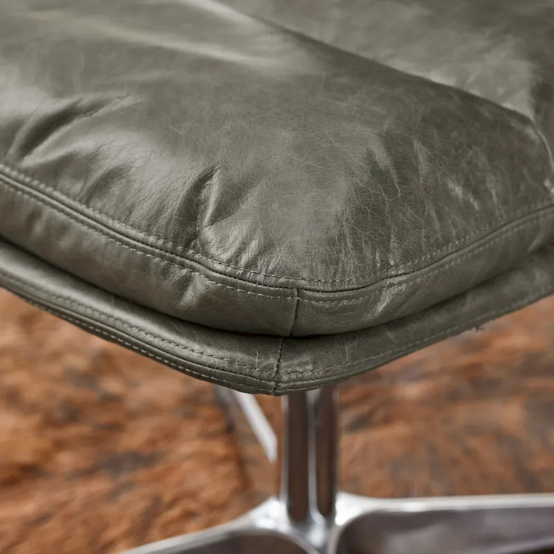 Chaise de bureau Mid-Century Modern en cuir véritable