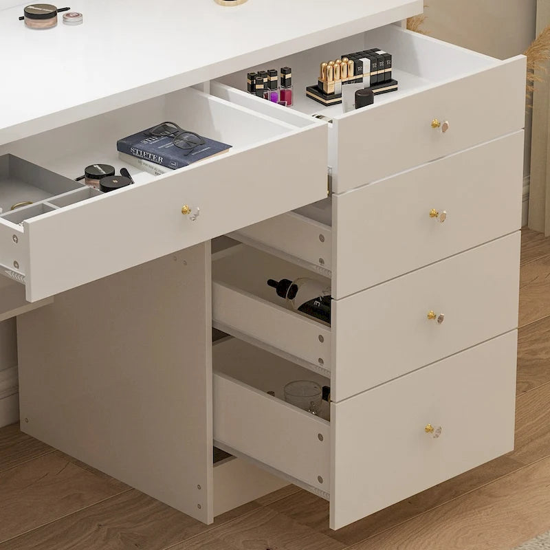 Coiffeuse (Tabouret et miroir tactile 3 couleurs inclus)