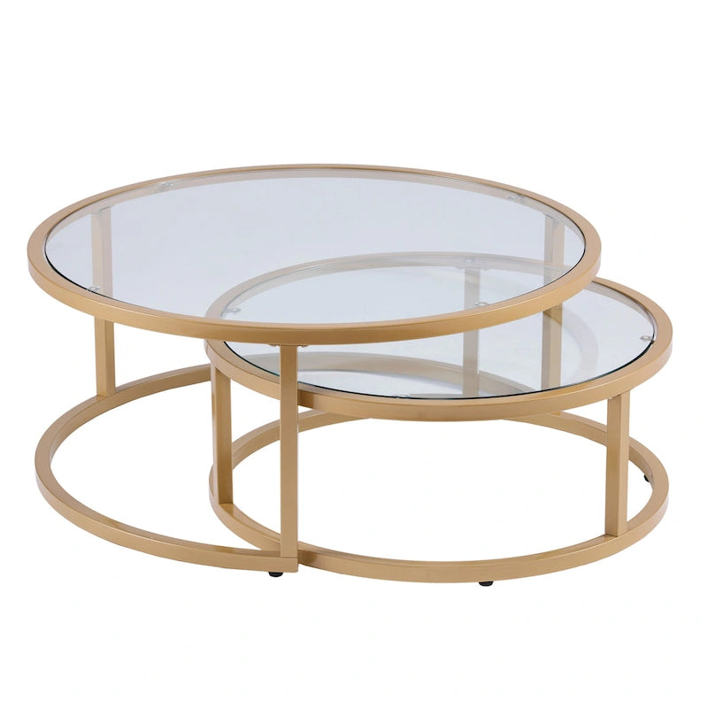 Tables basses gigognes rondes dorées