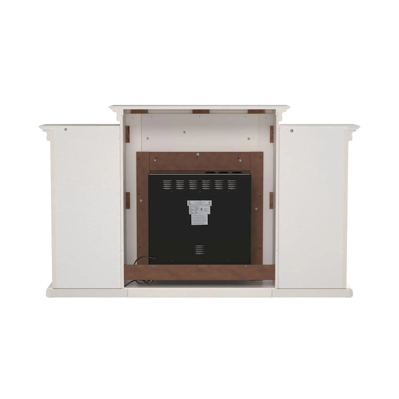 Meuble de cheminée électrique avec étagères de rangement