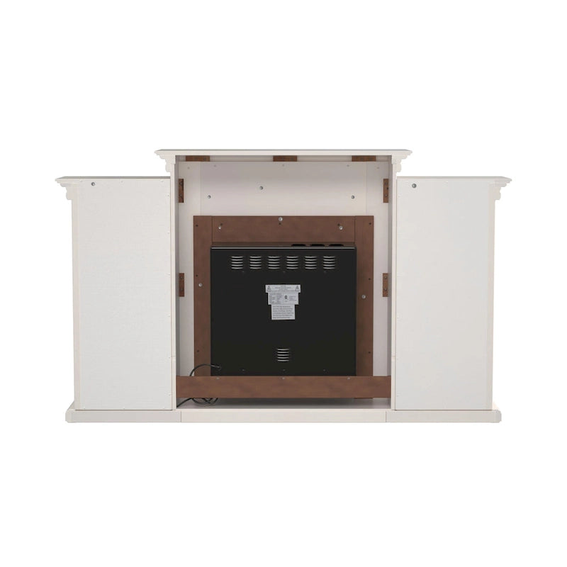 Meuble de cheminée électrique avec étagères de rangement