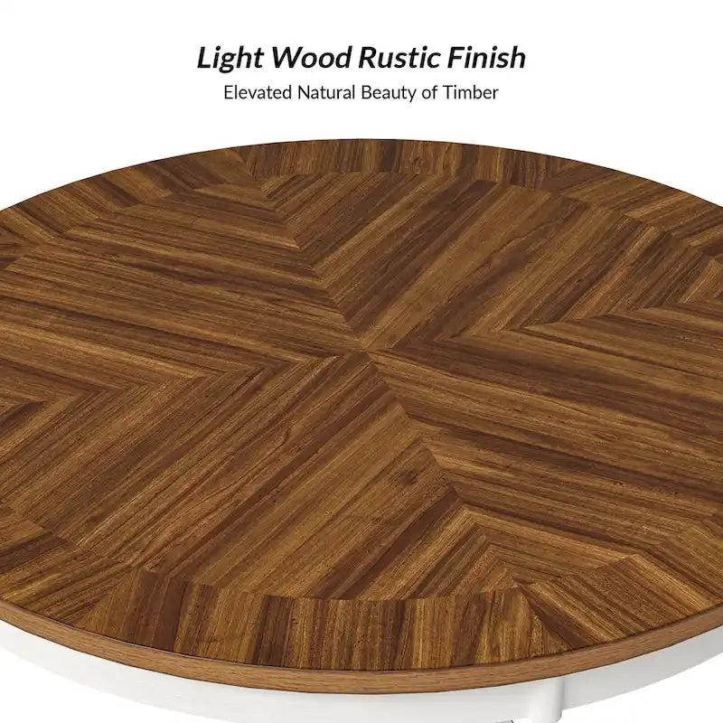 Table à manger ronde en bois massif naturel avec piètement croisé