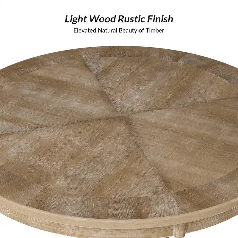 Table à manger ronde en bois massif naturel avec piètement croisé