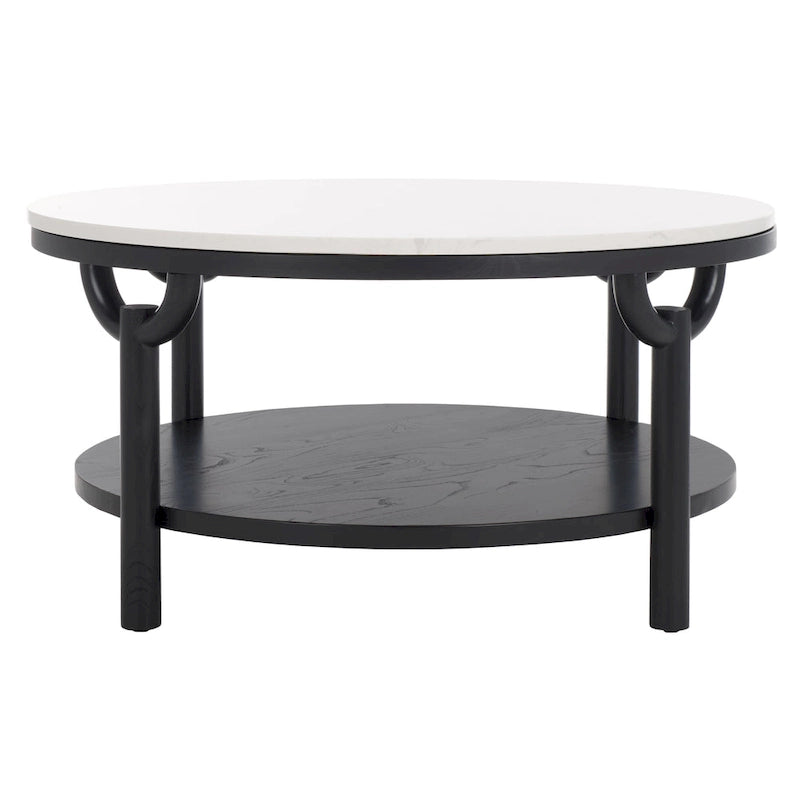Table basse ronde à double plateau avec dessus en marbre