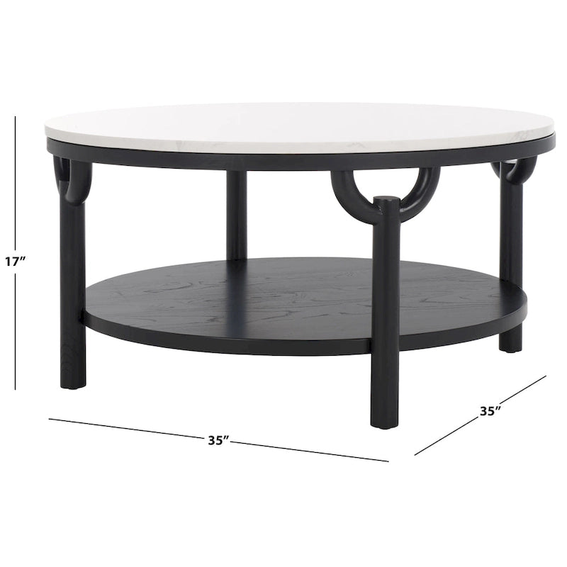 Table basse ronde à double plateau avec dessus en marbre