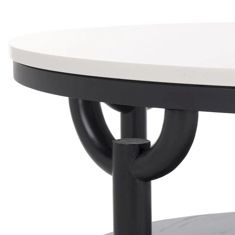 Table basse ronde à double plateau avec dessus en marbre