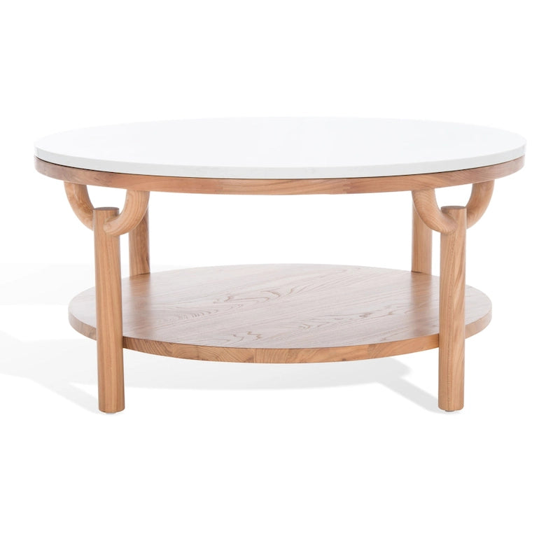 Table basse ronde à double plateau avec dessus en marbre