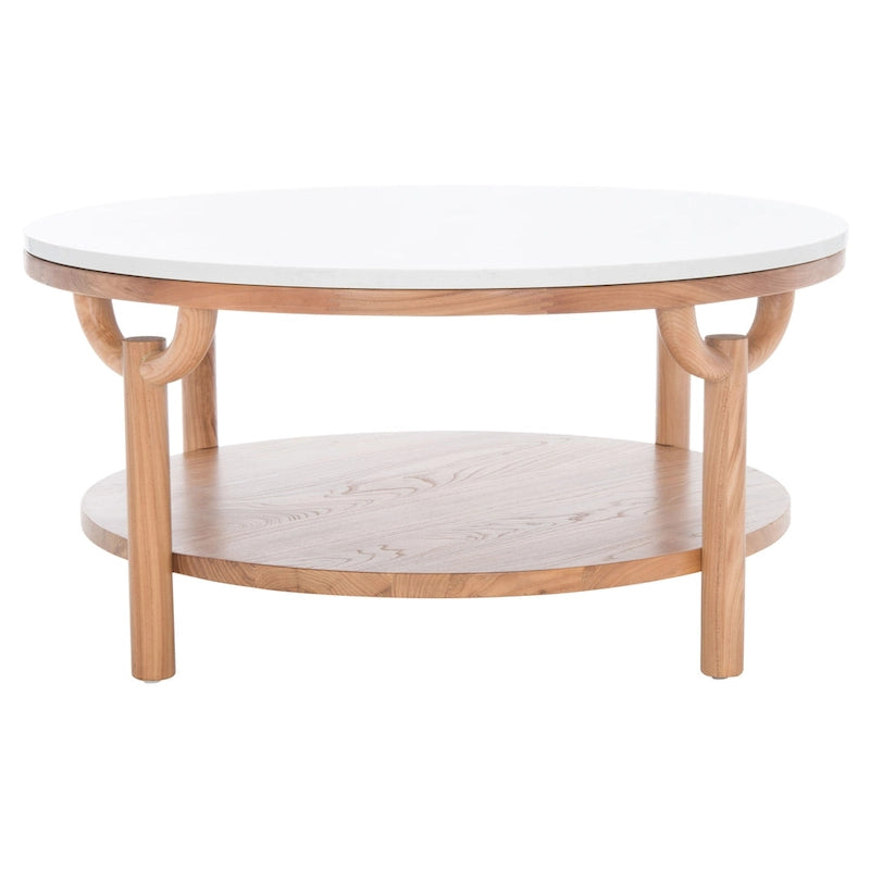 Table basse ronde à double plateau avec dessus en marbre