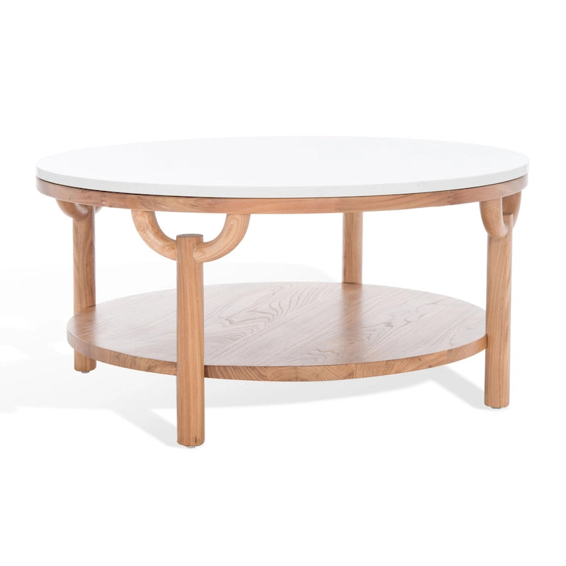 Table basse ronde à double plateau avec dessus en marbre