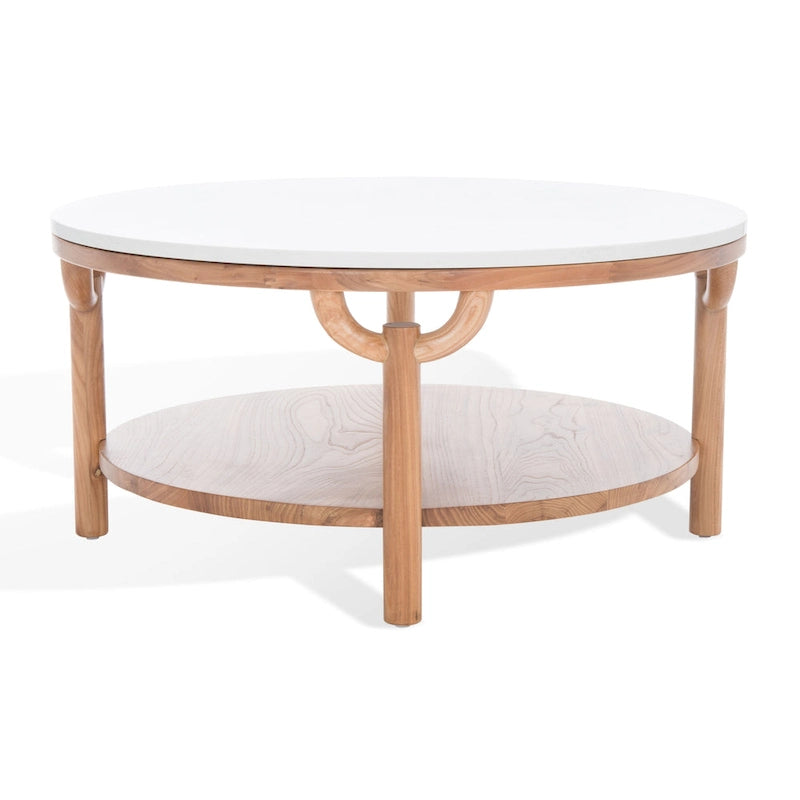 Table basse ronde à double plateau avec dessus en marbre