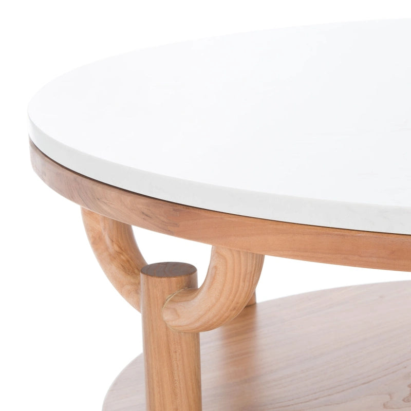 Table basse ronde à double plateau avec dessus en marbre