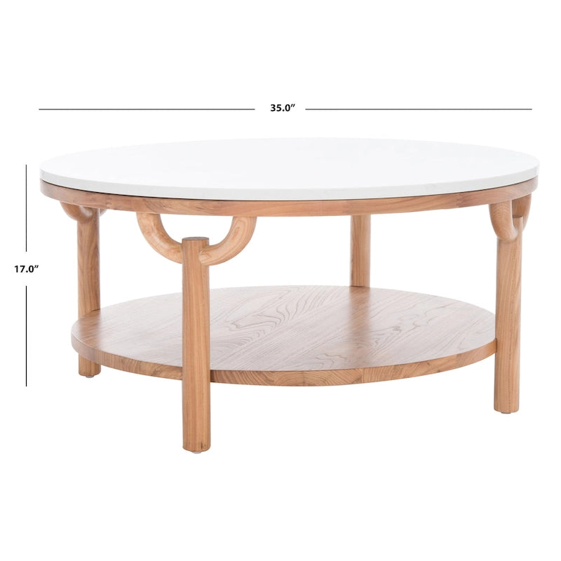 Table basse ronde à double plateau avec dessus en marbre