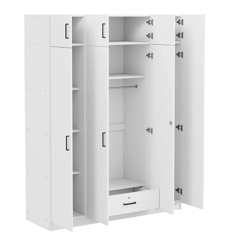 Armoire avec plusieurs options de rangement et placards supérieurs