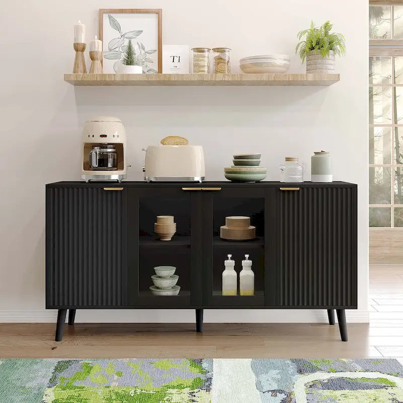 Buffet de cuisine avec portes vitrées